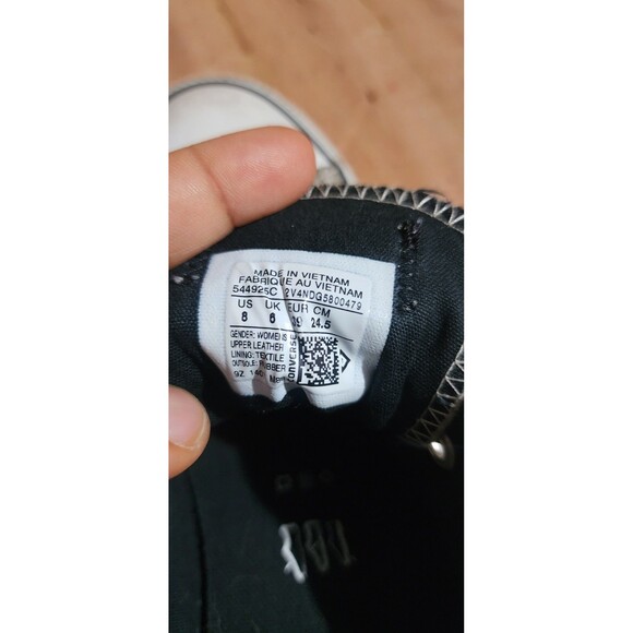 CONVERSE ALL STAR SILVER GLITTERY SHINY LEATHER SNEAKERS, LADIES SIZE 8 - Picture 9 of 9